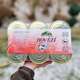 Nové ekonomické balení hovězích konzerv 800g za zlevněnou cenu 6̶0̶0̶,- 𝟜𝟞𝟘,- 🐶